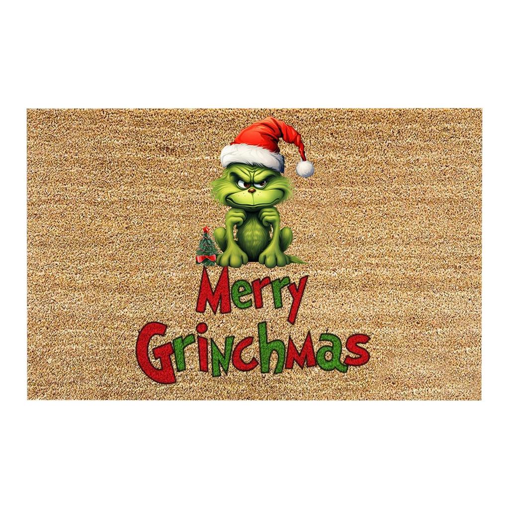 Grinch Floor Mat, Christmas Carpet, Holiday Door Mat, Green Clown Floor Mat.
