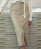 LAMARO Matte Cotton Long Skirt (Light Beige)