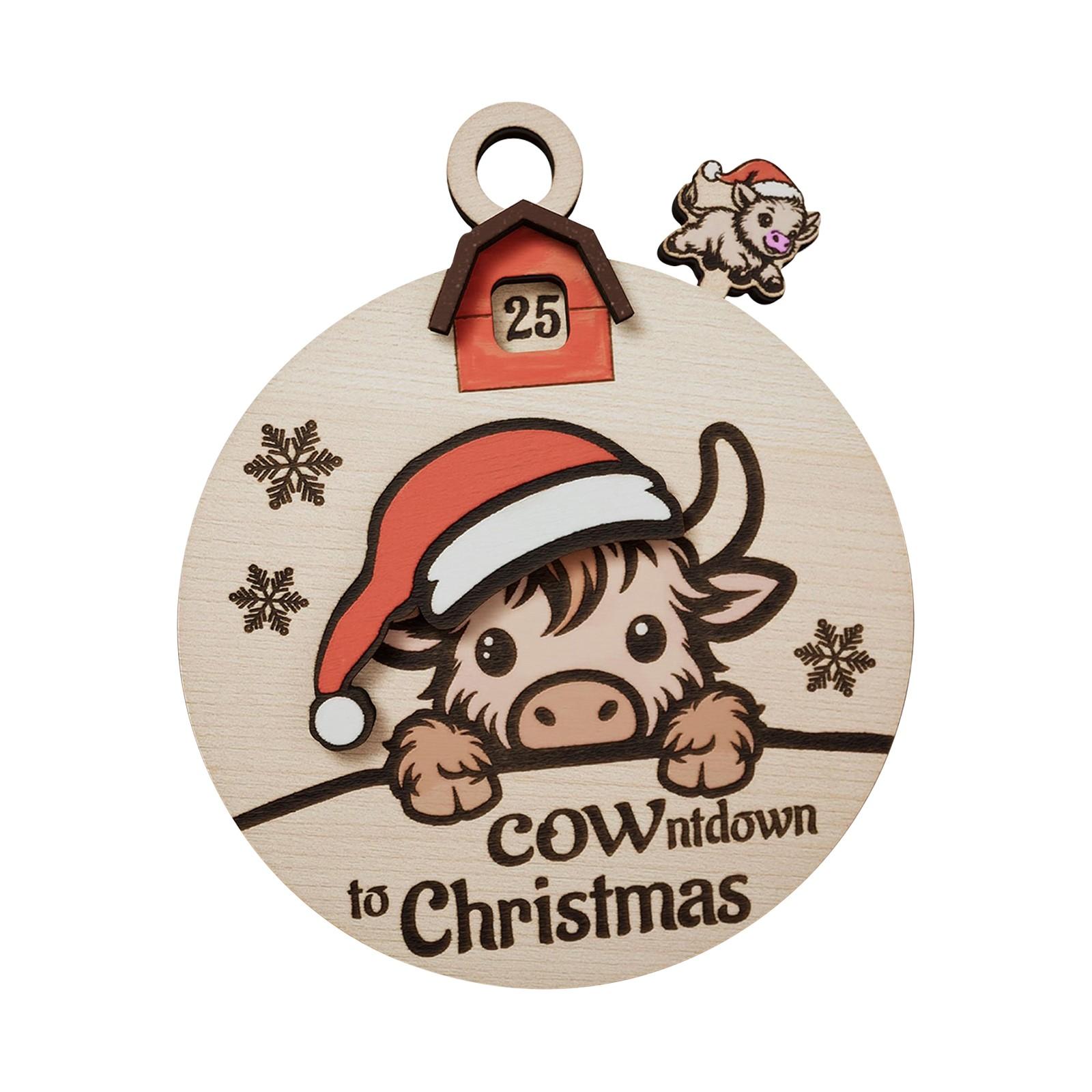 

Рождественский обратный отсчет с изображением коровы, мультяшный деревянный декор для праздничного обратного отсчета One Size красный