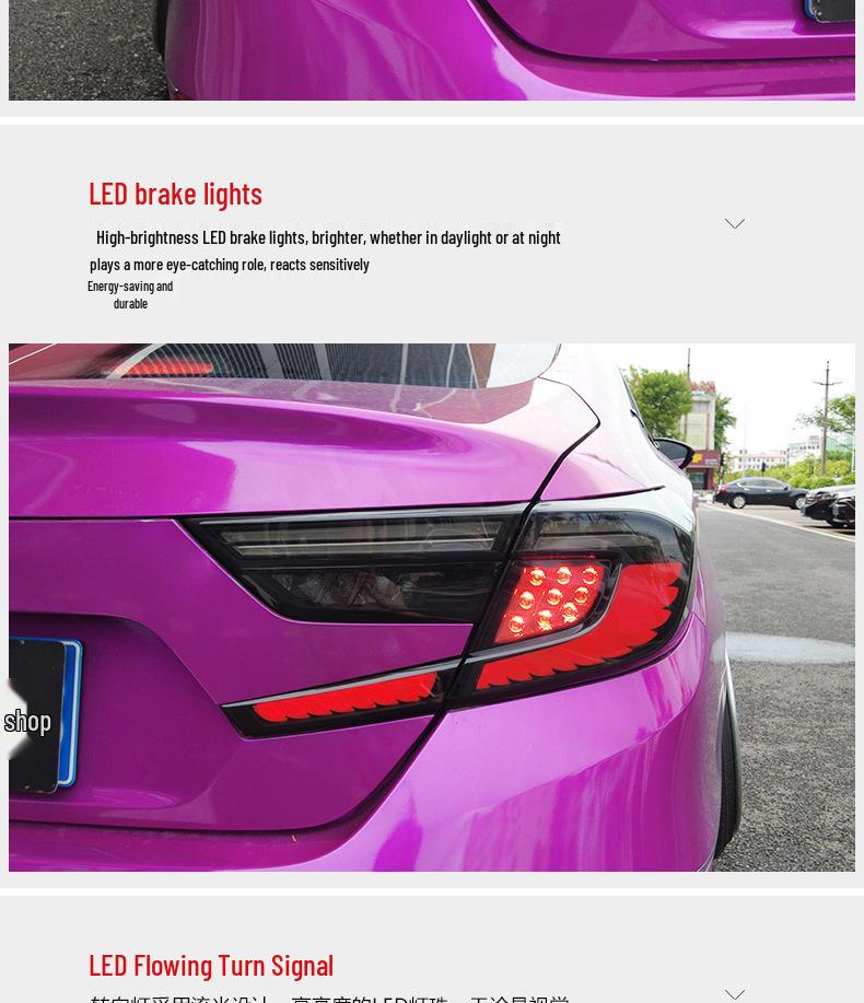 Honda Accord 10th Gen Dragon Scale LED Daytime Running Lights with Flowing Turn Signal & Double Reverse Rear Taillight Assembly