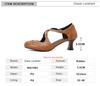Fashion Women Shoes 2025 High Heels Spring Cross Strap Height Heel Shoes Ladies Buckle Round Head Shoes Brown Yellow Black Size 32-48