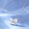 Elegant Heart-Shaped Bow Necklace, Zircon Pendant, Simple Women's Jewelry