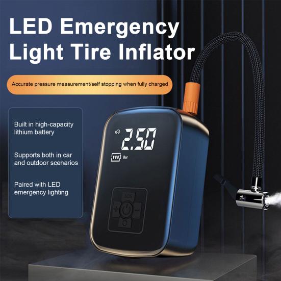 Mini compresor de aer pentru anvelope auto cu lumină LED, reîncărcabil, portabil, electric, pompă de umflat aer pentru anvelope de motocicletă, bicicletă