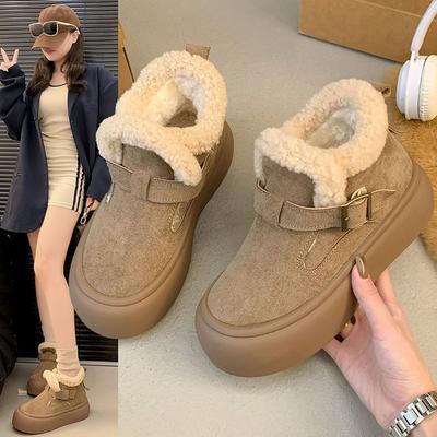 New Thick-soled Snow Boots for Women, Fleece Cotton Boots, Versatile, Anti-slip and Warm Cotton Shoes