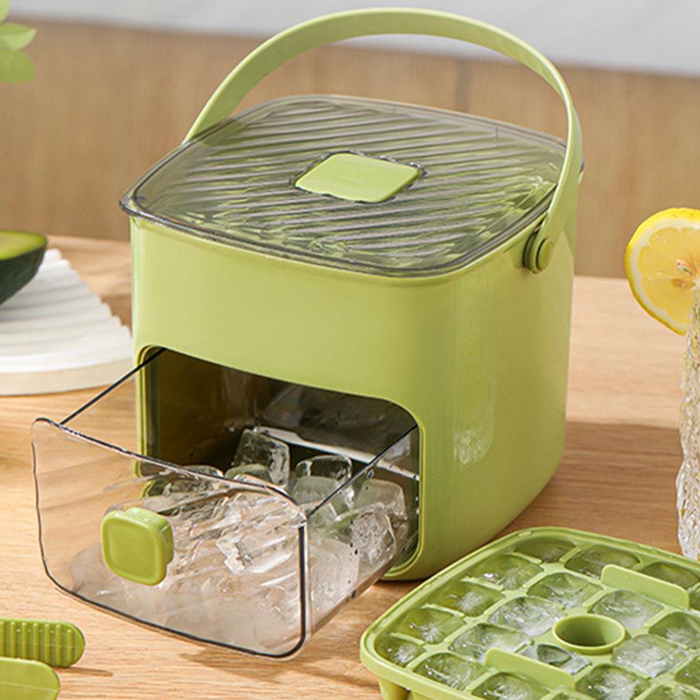 Ice Cubes Tray with Lid and Bin Ice Mold Easy Release Ice Tray for Drinks Whiskey Beer Cocktail Coffee