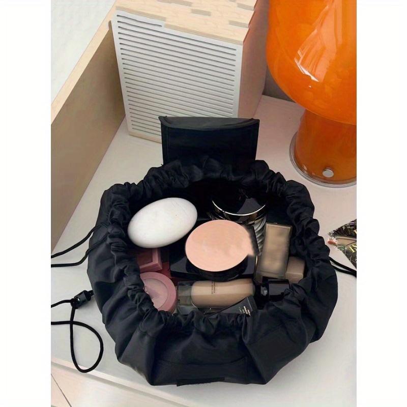 1pc Portable Black Drawstring Makeup Bag Cosmetic Pouch Travel Organizer Travel Makeup Cosmetic Vacation Organizer Large Capacity Holds