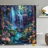Fairy Tale World Forest Waterfall Shower Curtain Fantasy Jungle Tropical Bathroom Polyester Woven Shower Curtain