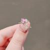 Pink Zircon Love Ring Women's Fashion Personality Ins Cold Wind Hexagram Heart Ring Opening Adjustable