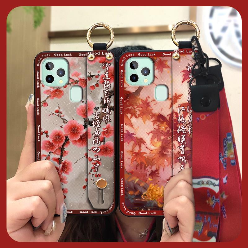 Fashion Ring Phone Case For Oukitel C22 Elderly lady Protective Lanyard Anti-dust Shockproof Waterproof Chinese style