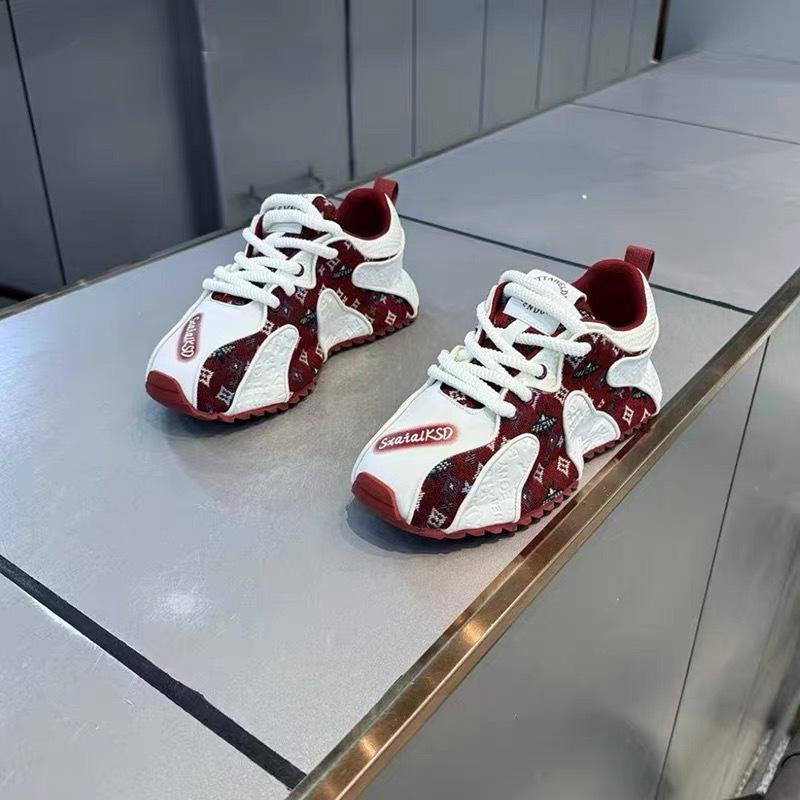 Nouvelles chaussures dad en cuir imprimé brodé semelle épaisse rehaussantes confortables chaussures de sport et de loisirs