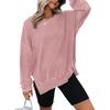 Women's Crew Neck Sweatshirt Loose Batwing Long Sleeve Pullover Irregular Hem Casual Blouse