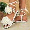 Women S Bohemian Flower Toe Loop Flat Beach Sandals Summer