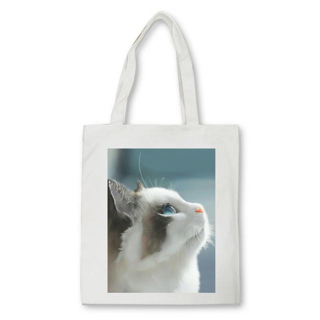 Cute Cat Shopper Bag Kawaii Women Large Canvas Tote Cartoon Cat Eco Reusable Shopping Bag Female Handbag