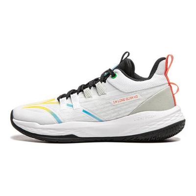 Li Ning Kids Long Fist V3 Versatile Simple Rebound Low Top Basketball Shoes Kids Sneakers White YKBU066-3