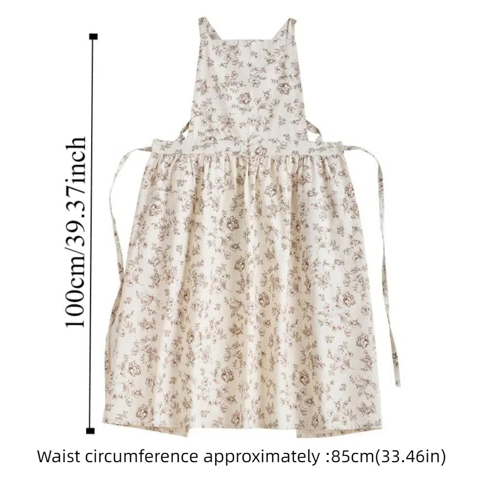 Elegant Kitchen Cooking Apron Floral Printed Cleaning Apron Fashion Household Work Apron  Kitchen