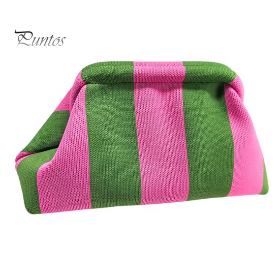 Summer Beach Clutch Women Handbag Colorblock Knitted Large Capacity Mouth Cosmetic Cellphone Color-blocked Keys Stoarge Pouch Lady Purse Compact
