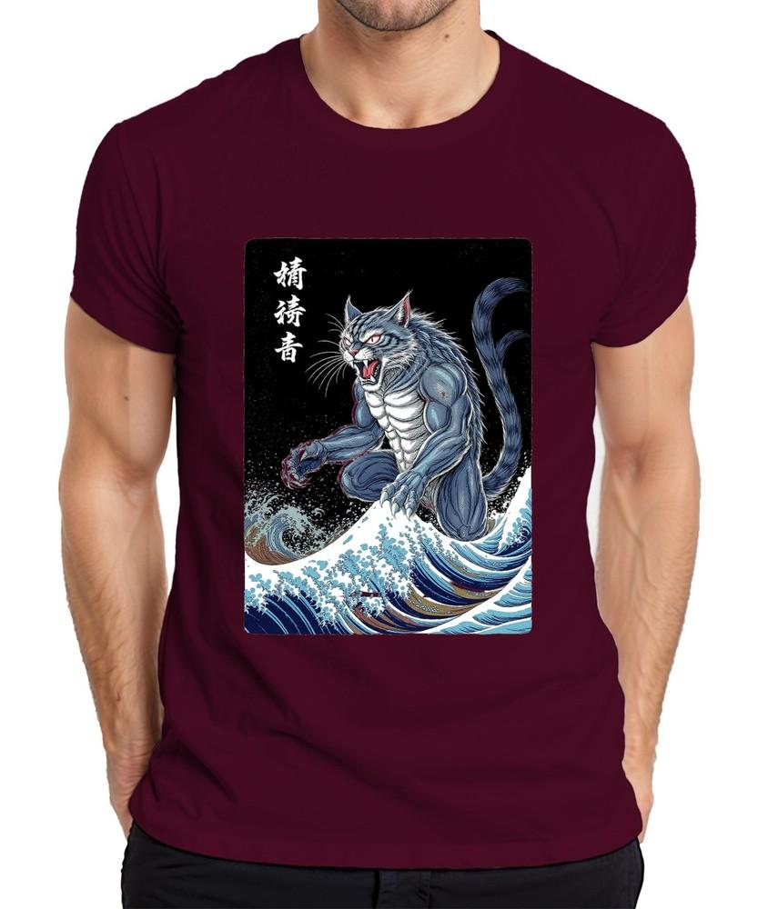Demon Cat Muscle Cat Big Wave Japanese Ukiyoe Halloween Unisexs TShirt
