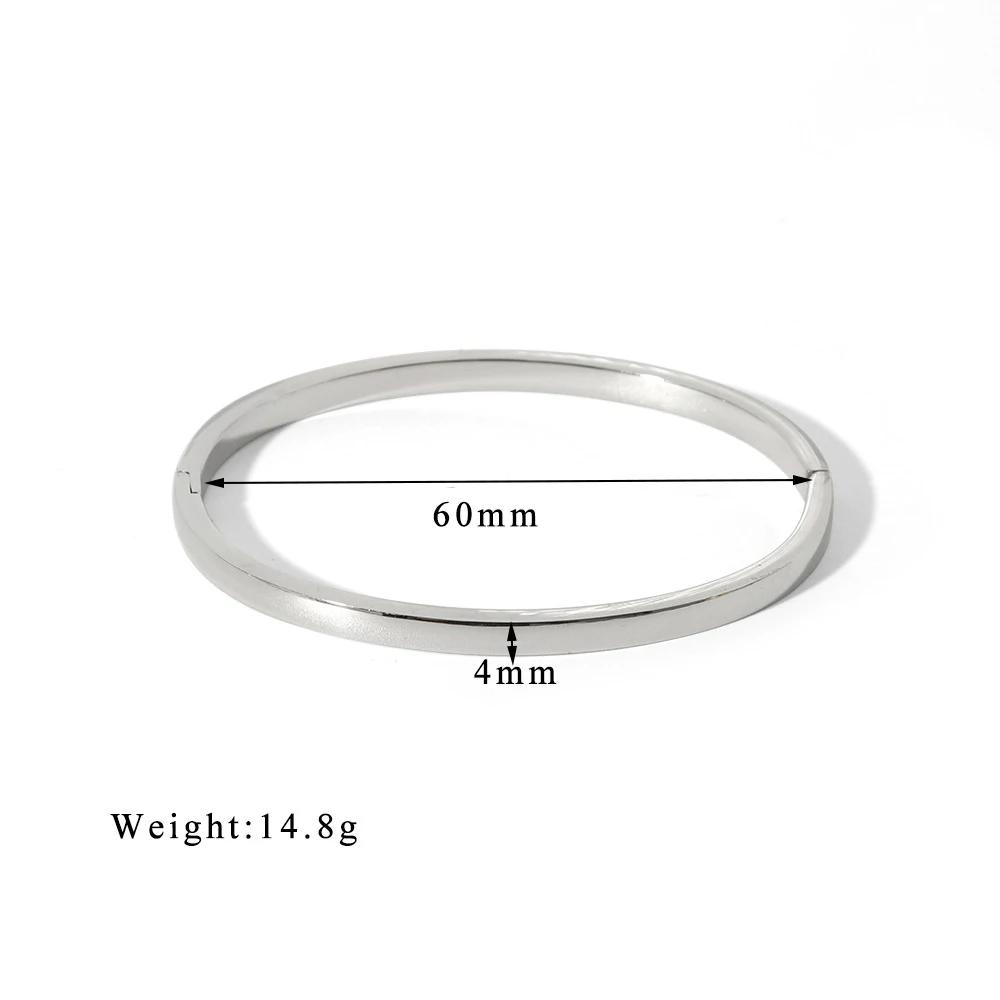 Stainless Steel Polished Smooth Cuff Bangle 18K Gold Plated Waterproof Simple Circle Round Bracelet Punk Hip-hop Jewelry Gifts
