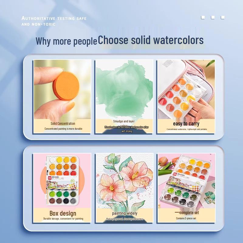 48-Color Watercolor Paint Set for Beginner Artists and School Students