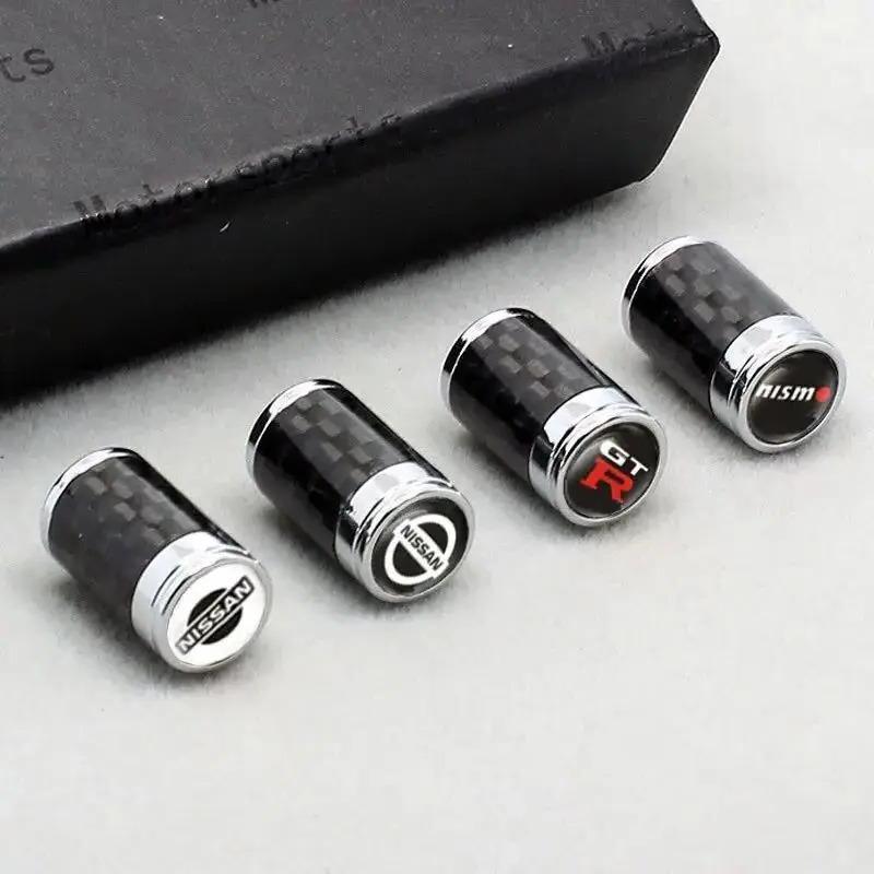 4pcs Carbon Fiber Car Tire Valve Caps for Nissan NISMO 370Z Altima Kicks MARCH NV200 QUEST Patrol Teana Decoration SS33