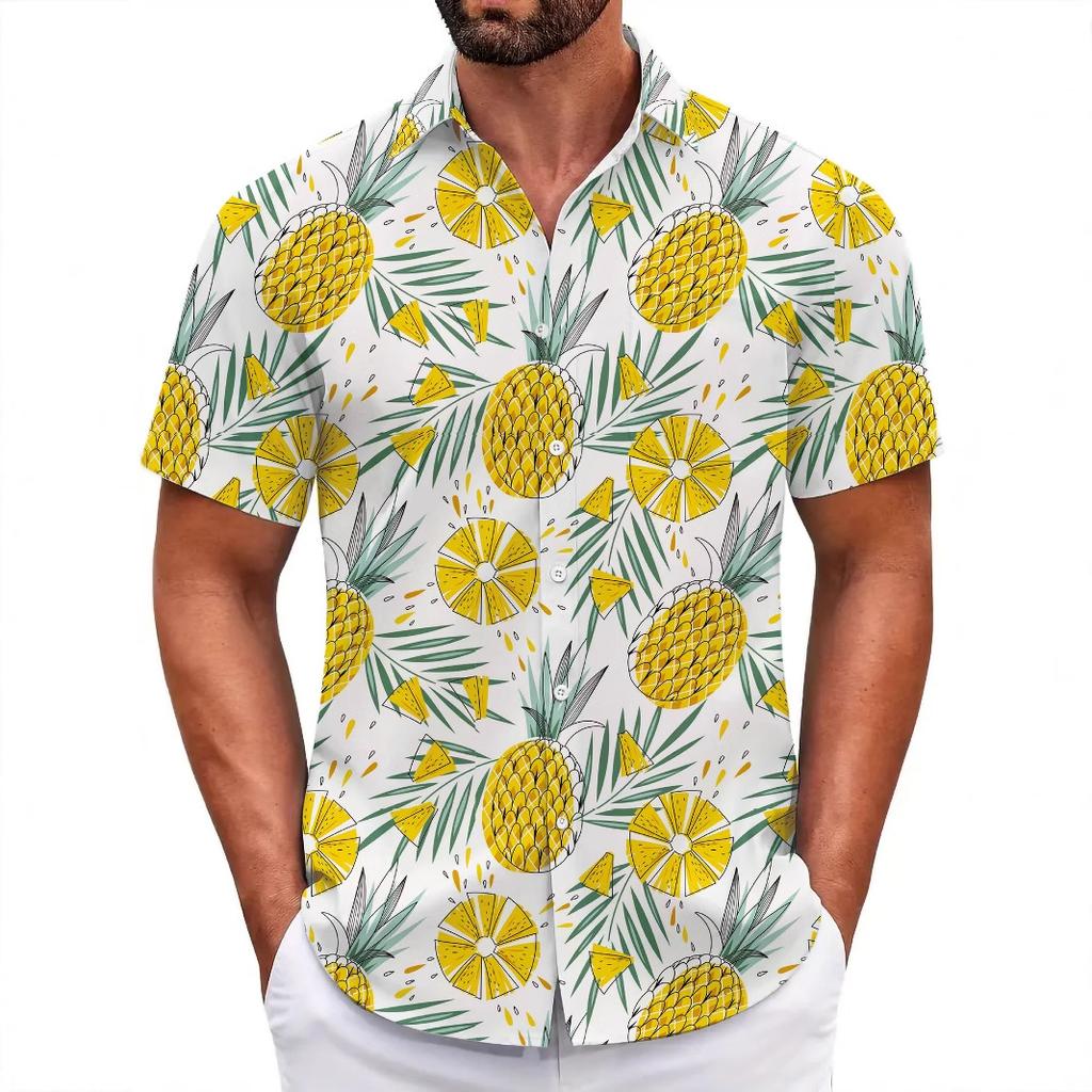 Hawaiian Retro Style High Sense Loose Beach Shirt Jacket Seaside Vacation Versatile Short Sleeve Flower Shirt Men'S Trend