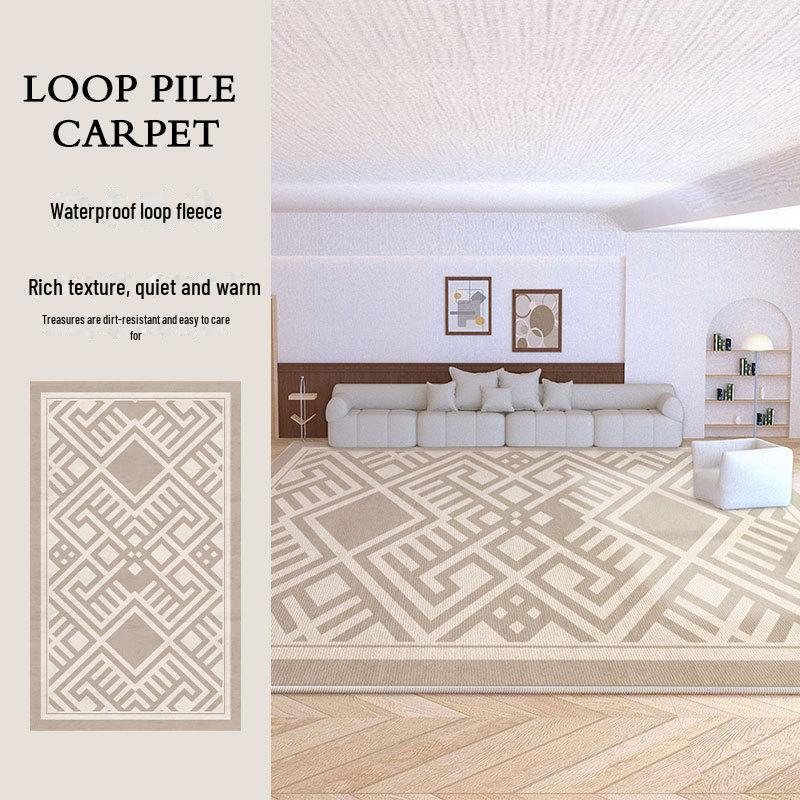 High-Grade Cream Loop Velvet Carpet: Non-Slip Living Room, Bedroom, Sofa, Coffee Table Mat