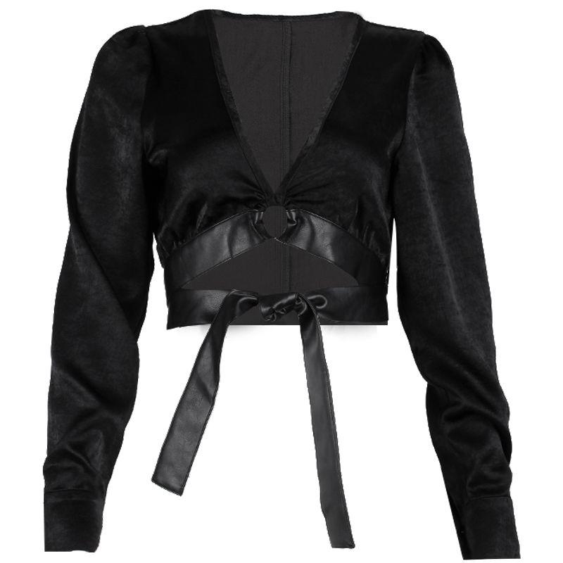 

Стильный маленький топ Мода Новое поступление Мода Сексуальный ветер Сексуальный глубокий V-образный вырез Прилегающий стройнящий вид С высокой талией Длинные рукава Футболка для женщин Black S(Suggested 40.00 kg-50.00 kg)