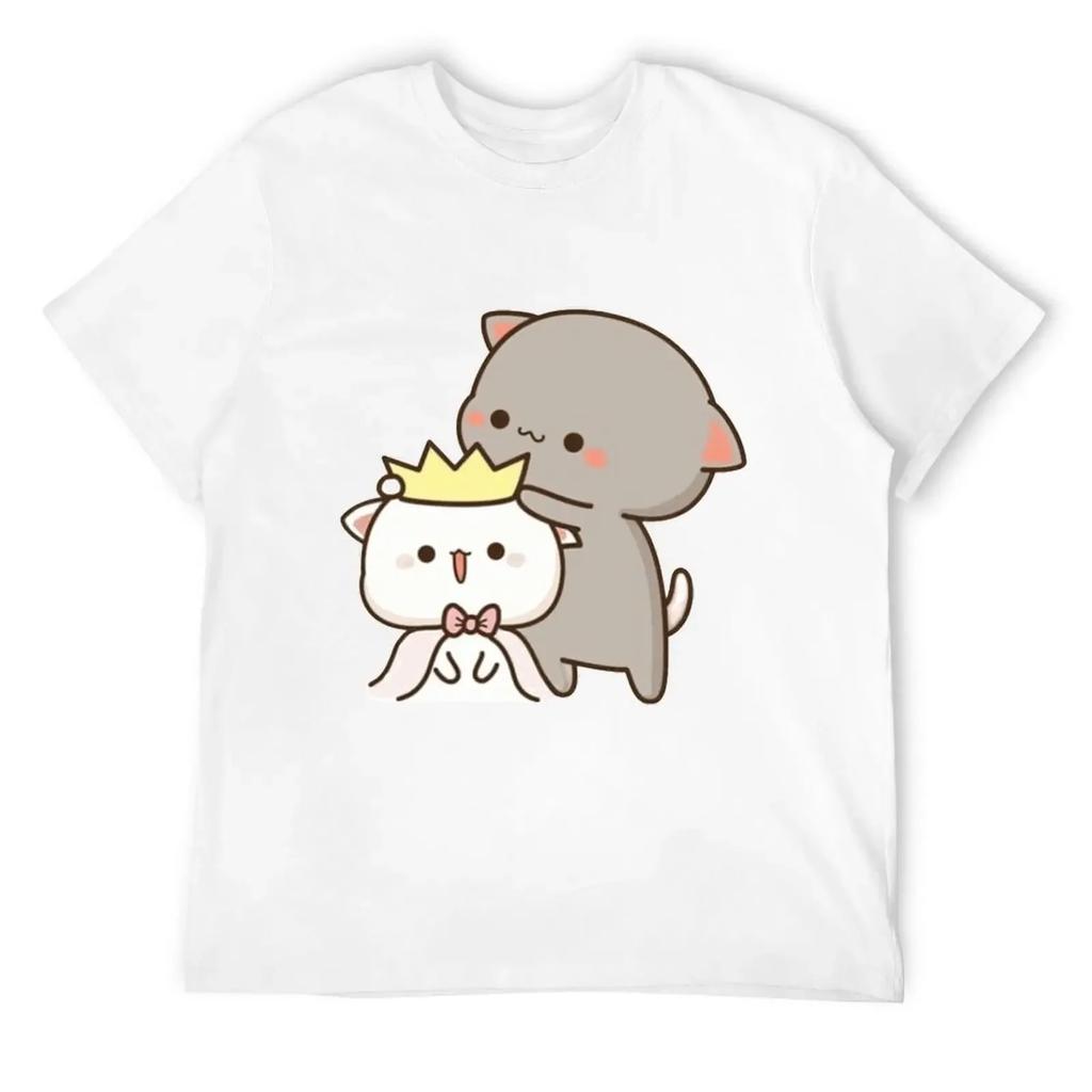 Peach And Goma Mochi Cat Mochi Milk Couple T Shirts For Unisex Unisex Novelty Tshirt O Neck Tee Shirt Short Sleeve Tops