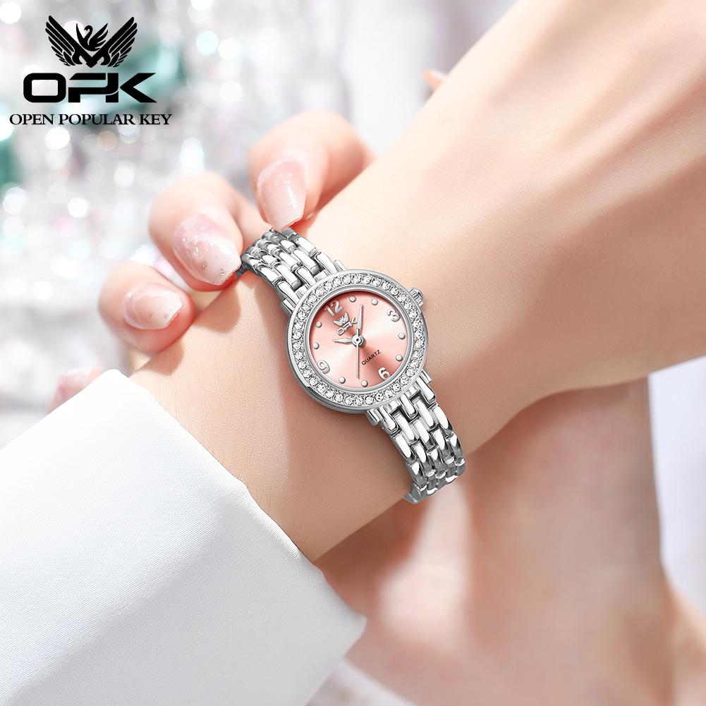 OPK Montre pour femme Classique Simple Élégante Montre de Marque à Quartz Montre à Lunette Diamant pour Femme Montre Étanche