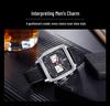 MEGIR Men's Leather Square Chronograph Quartz Watch
