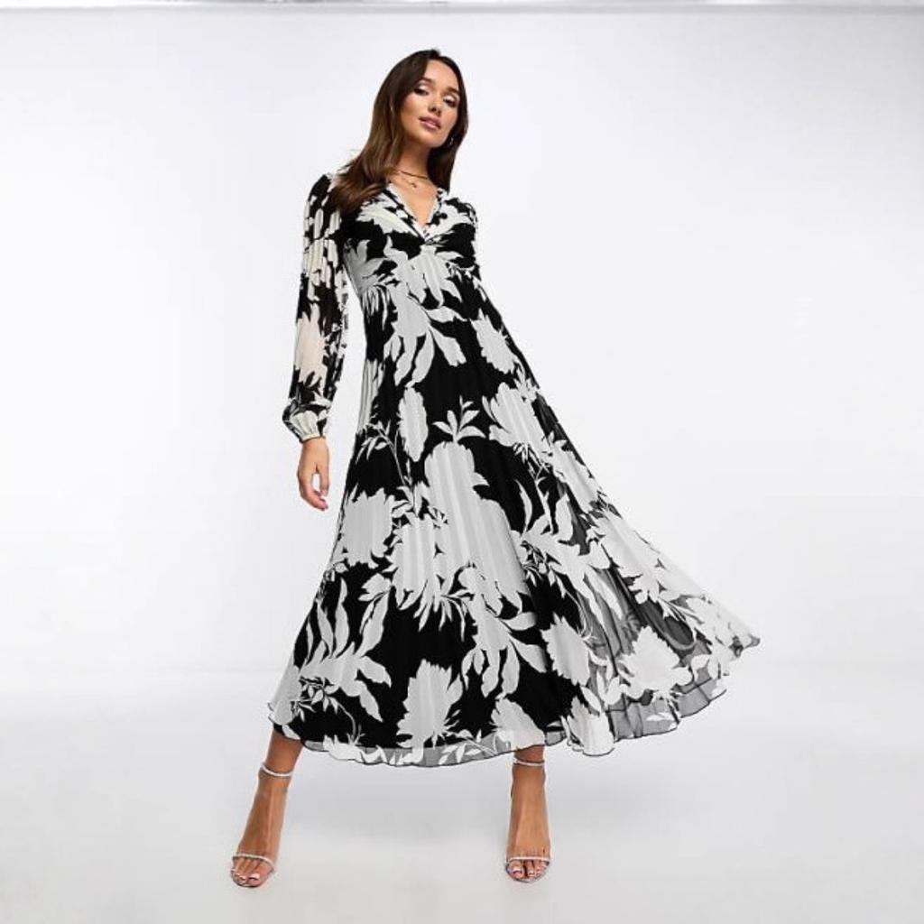 Women's Fashion Printed V-neck Flowy Maxi Dress, Casual Elegant Party Dress for European American