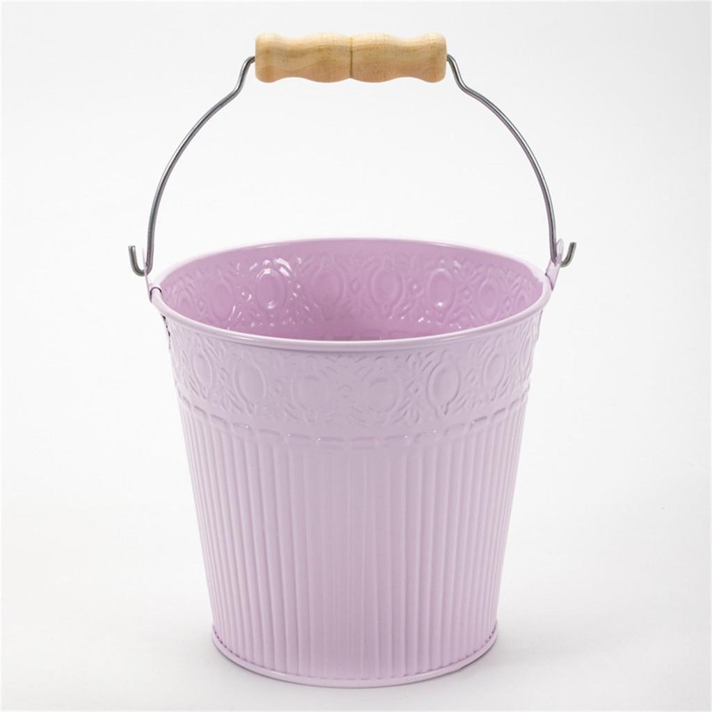 Flower Plant Pots with Handle Iron Potted Hanging Planter Outdoor Flowerpots Basket Bucket Vase Suitable for Food Snacks