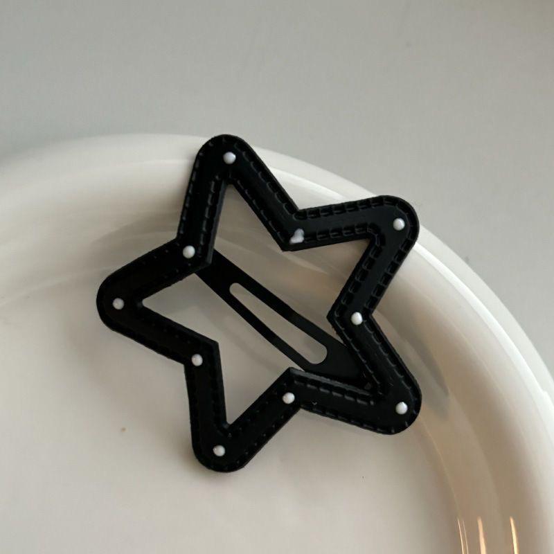 Polka Dot Leopard Print Leather Star Hair Clip - Cloud Cutout BB Clip for Side Bangs