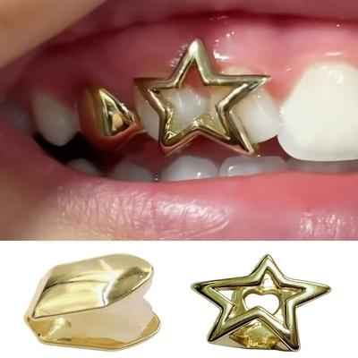 European and American Niche Design Hollow Five-Pointed Star Grillz Hip-Hop Minimalist Star Tooth Jewelry Hip Hop Grill
