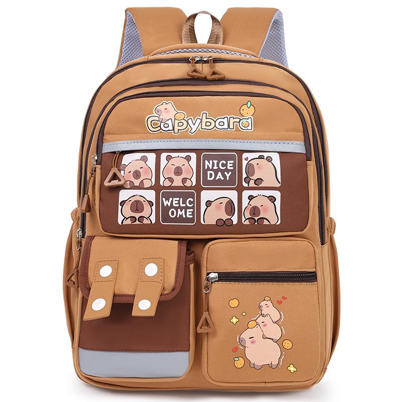 

Elementary school bag cute capybara print men s and women s backpack dirt-resistant backpack fashion