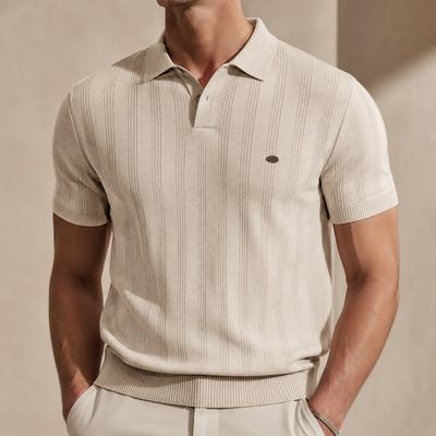2026 Neues Sommer Markenqualität Herren Rippstrick Poloshirt Atmungsaktiv Kühl Strukturiert