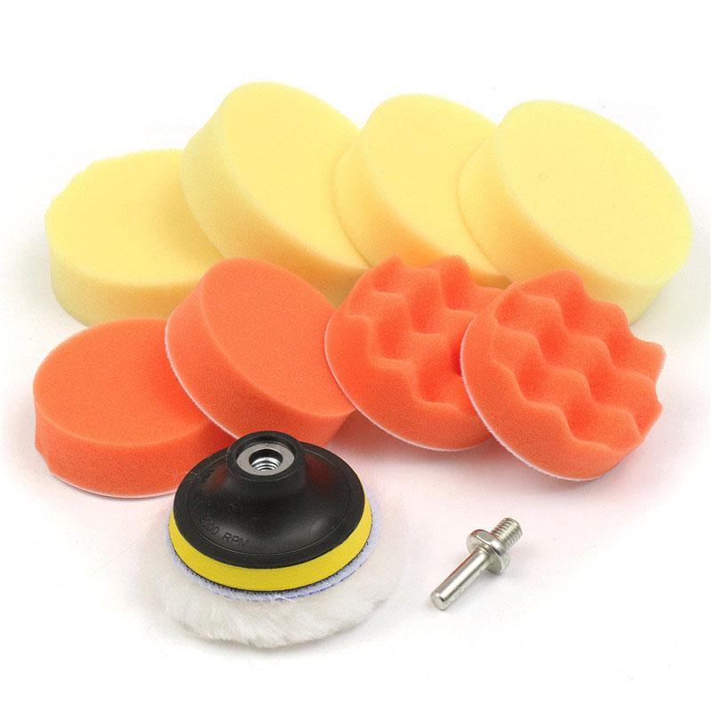 8/11Pcs 3 inch Car Polishing Disc Self-Adhesive Buffing Waxing Sponge Wool Wheel Polishing Pad For Car Polisher Drill Adapter