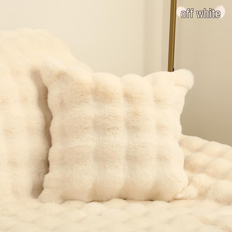 Simple Solid Color Faux Rabbit Fur Pillowcase - Soft Cushion Cover for Home/Sofa/Bedside (No Pillow Insert)