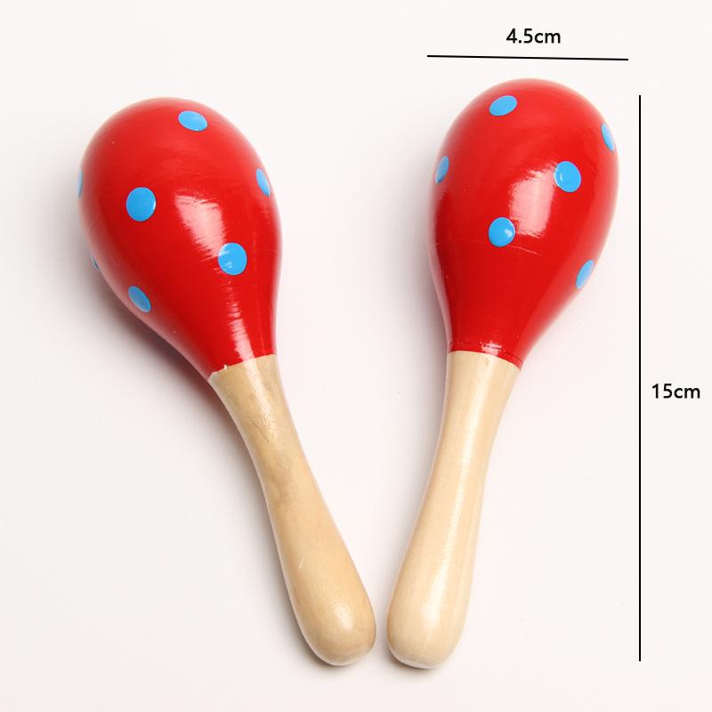 20cm Wooden Baby Grasping Maraca: Educational Sound Toy & Hand-Shaking Instrument for Grasping Training.