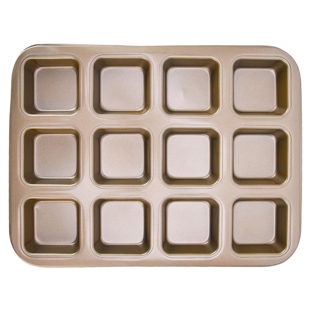 Mini Loaf Baking Pans 12 Cavity Brownie Baking Pan Carbon Steel Muffin Bakeware Cupcake Bread Divider Mold