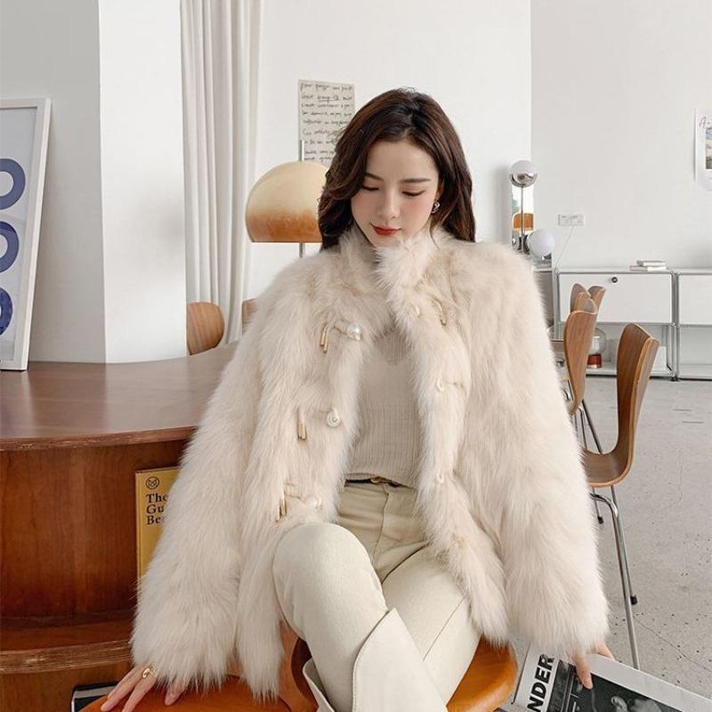 

Зимнее новое пальто из искусственного лисьего меха женское молочно-белое бархатное толстое и тонкое пальто XXL