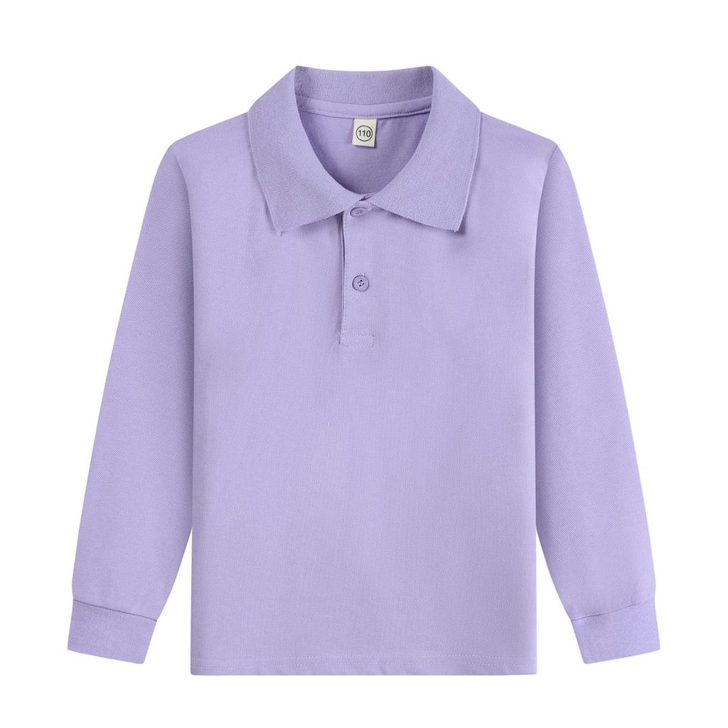 Kinder Langarm Baumwollhemd mit Kragen für Schuluniform T-Shirt
