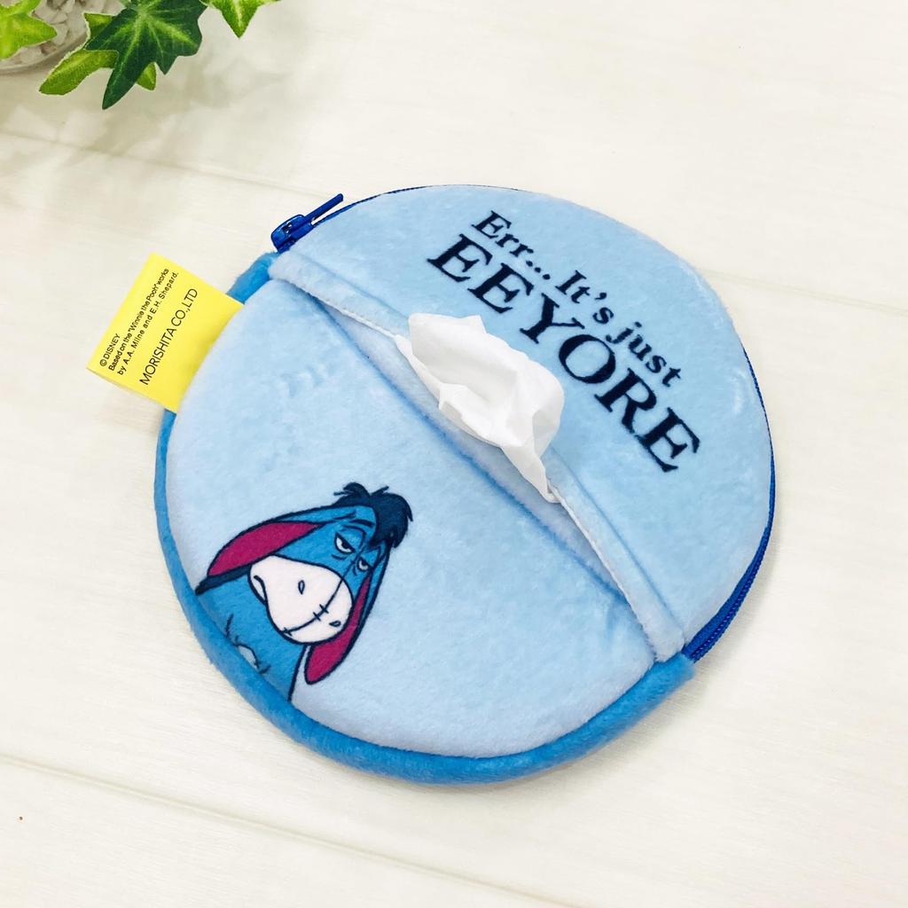 MORIPiLO Tissue Case, Eeyore Disney Plush Toy Pouch, Small, Cute, 13x13cm (Funny Face Blue), Disney Character, Morishita Pillow