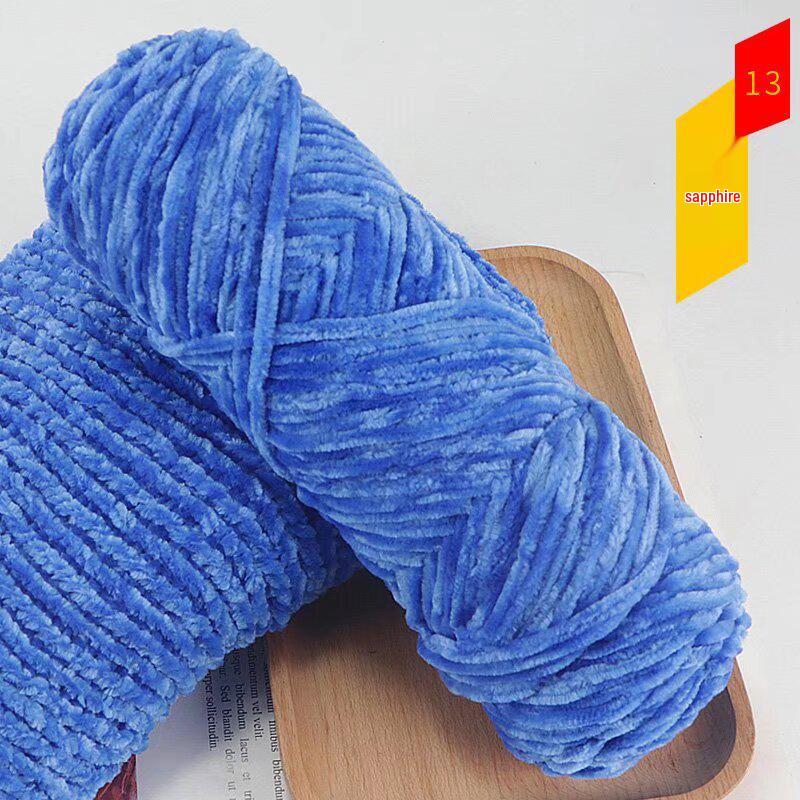 Chenille Golden Silk Velvet Yarn Ball - Medium Thick Glossy Yarn for Hand Knitting and Crochet Slippers.