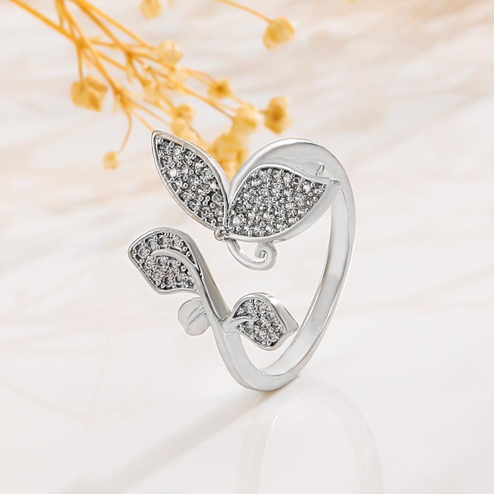 Europäischer & Amerikanischer Stil Kreative Kupfer Diamant Schmetterlingsringe für Damen - Zeigefinger Design