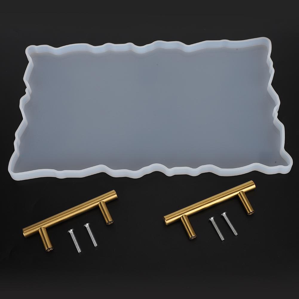 Silicone Fruit Tray Tea Tray Mold Irregular Coasters Art DIY Mould with Handle