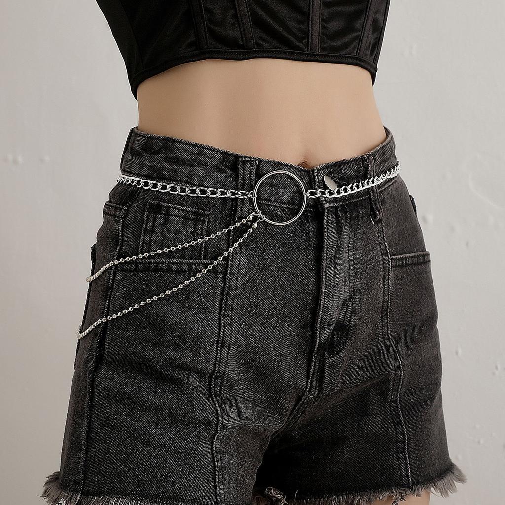 Aluminum Alloy Exaggerated Ring Alloy Accessories Body Chain, Women's Sexy Metal Waist Chain