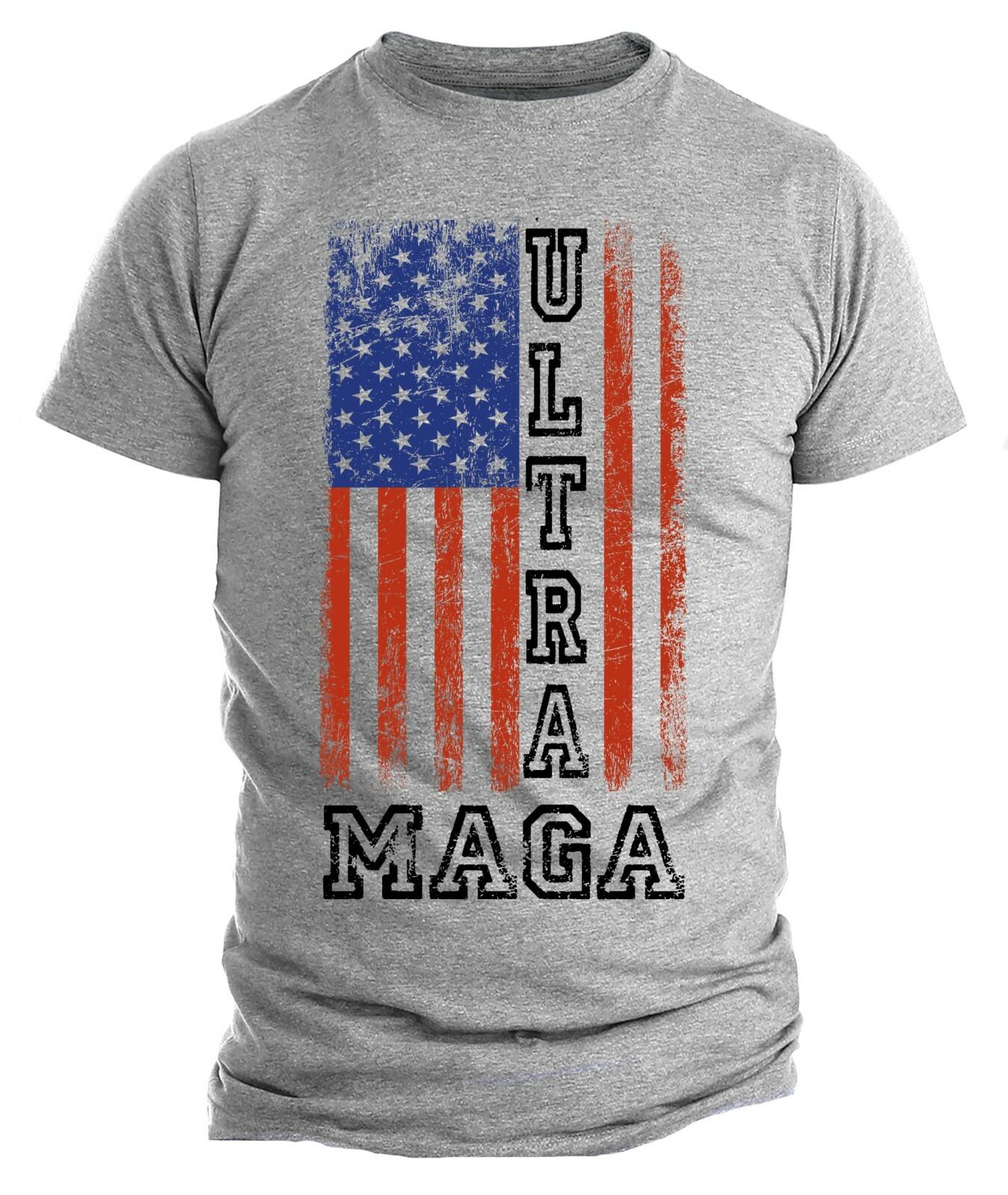 Ultra MAGA Joe Biden T-Shirt Mens Womens Tees Top Funny Political Shirts Trump 2024 USA Flag S