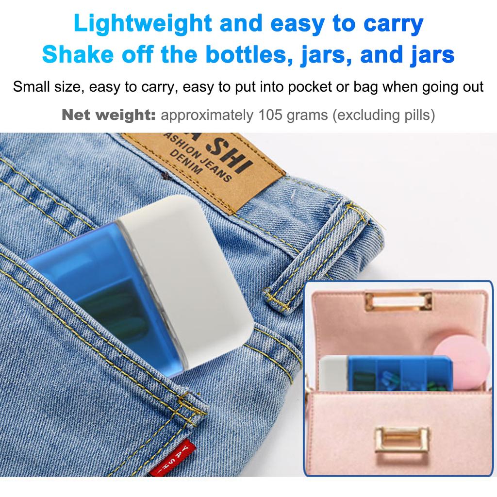 Portable Mini Pill Box with Timer Reminders 6 Compartments Pill Organizer Smart Pill Dispenser with Timer Alarm