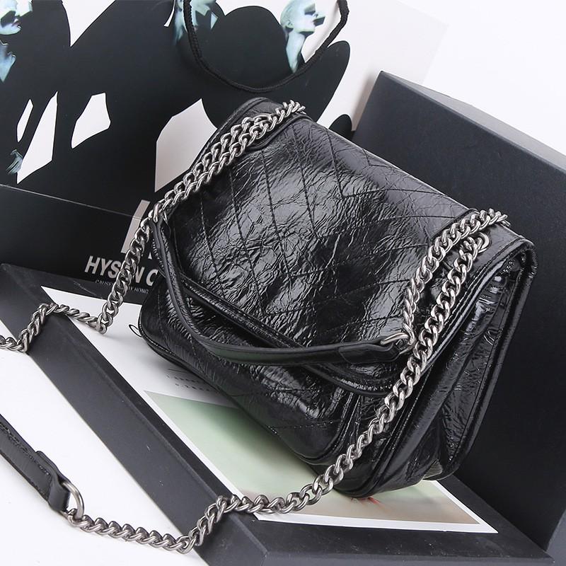 Womens Vintage-Style Satchel Bag With Chain Strap PU Leather Crossbody Large Capacity Daily Use